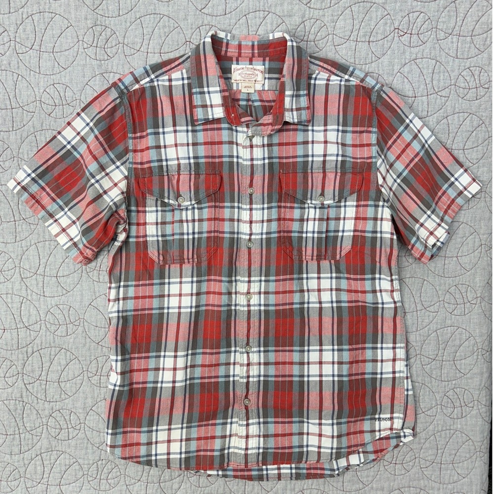 Filson Lightweight‎ Alaskan Guide Short Sleeve Button Plaid Shirt / Men's Large